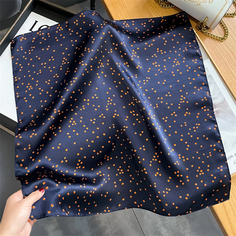 53cm Square Silk Scarf Women Nature Silk Satin Neck Kerchief Hairbands Lady Office Ties Girl Gift Bandana Foulard Small Scarves