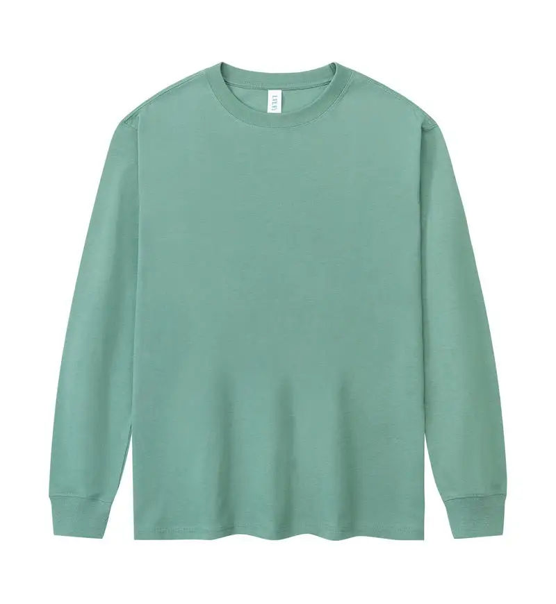 

230GSM Men's 100% Cotton Long Sleeve T-shirt for Spring Casual Cutsomized Puff Print Sweatshirts Plain Crew Neck Tops Unisex
