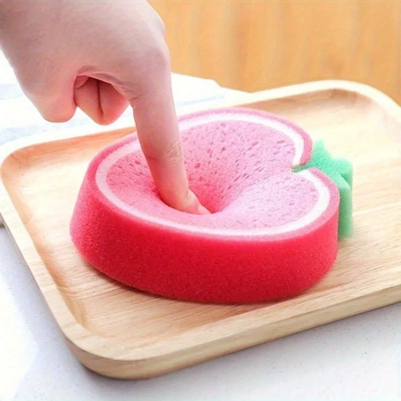مجموعة مكونة من 5 قطع من إسفنجات غسيل الأطباق السميكة على شكل فاكهة وسادات تنظيف سحرية ومناشف لمستلزمات تنظيف المطبخ