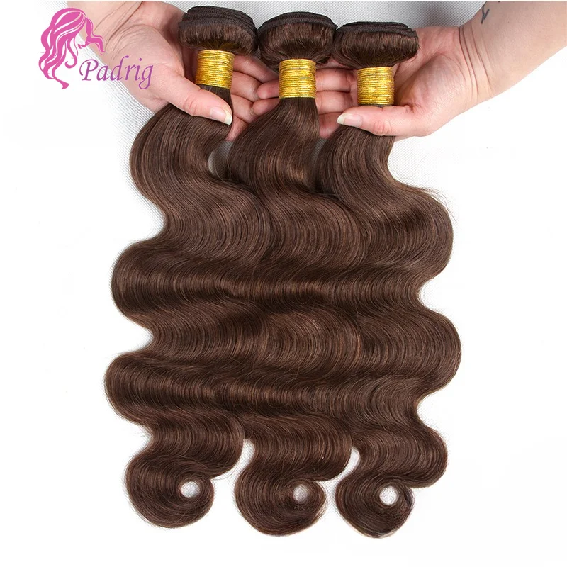 

100g/PC Chocolate Brown 3/4PC Bundles Human Hair Color #4 Body Wave Bundles 12A Brazilian Virgin Remy Double Weft Hair Extension