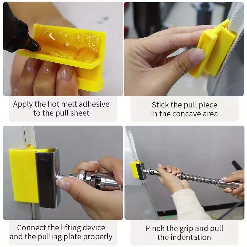 5個入り 車のへこみ修理ツールセット ボディへこみ修理フィルムプルタブ付き ABS製 直角プルツール ドアエッジ用 雹によるへこみ除去キット