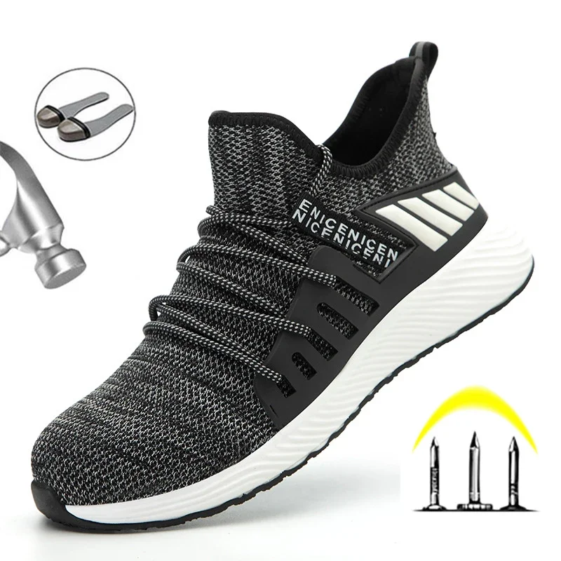 

Men's Safety Shoes Work Boots Steel Toe Cap Puncture Proof Work Sneakers Outdoor Breathable Mesh Safety Shoes Light Work Shoes