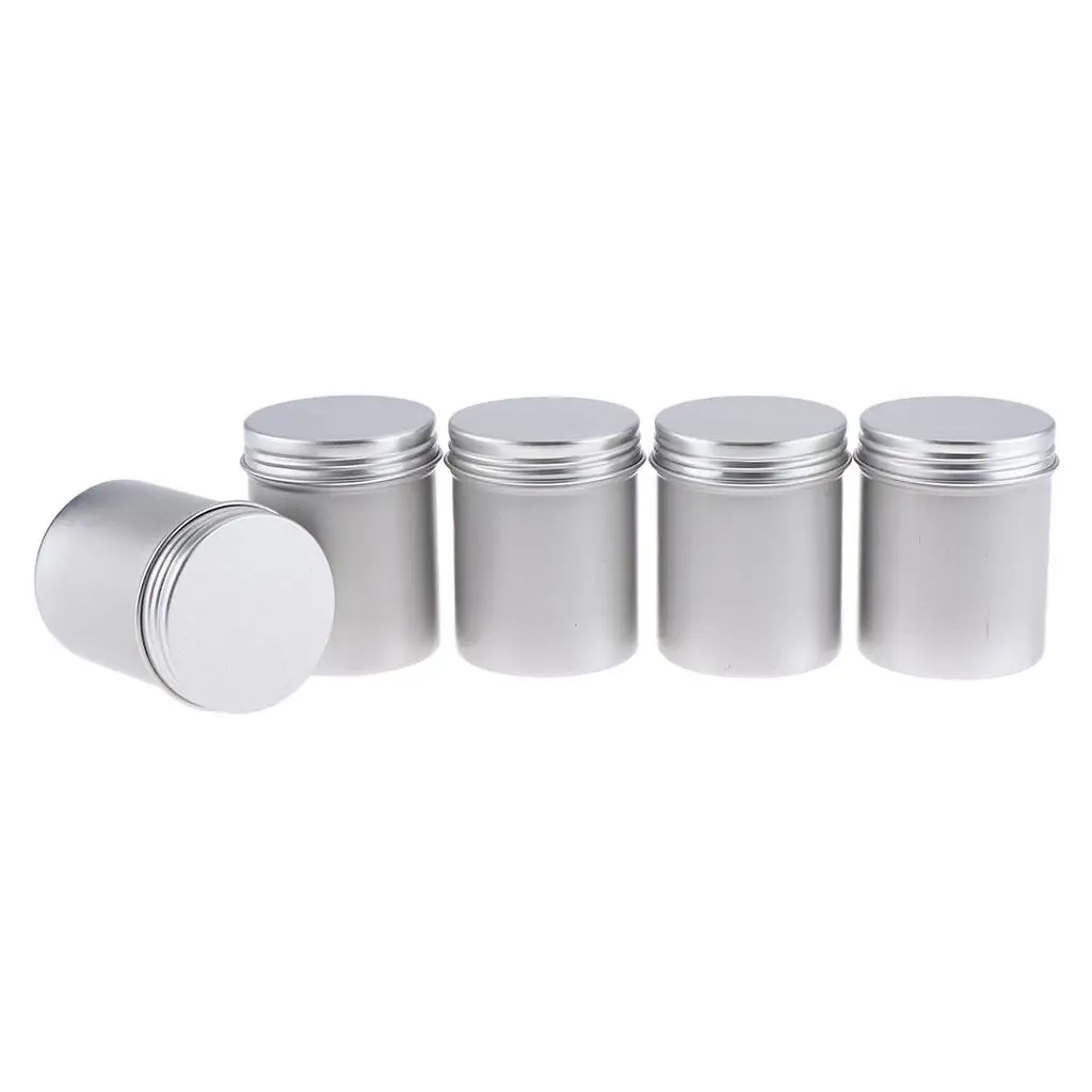 80ml Silver Aluminum Round Lip Balm Tin Storage Jar Containers with Screw Cap for Salves, Cosmetic, Candles Pack of 5