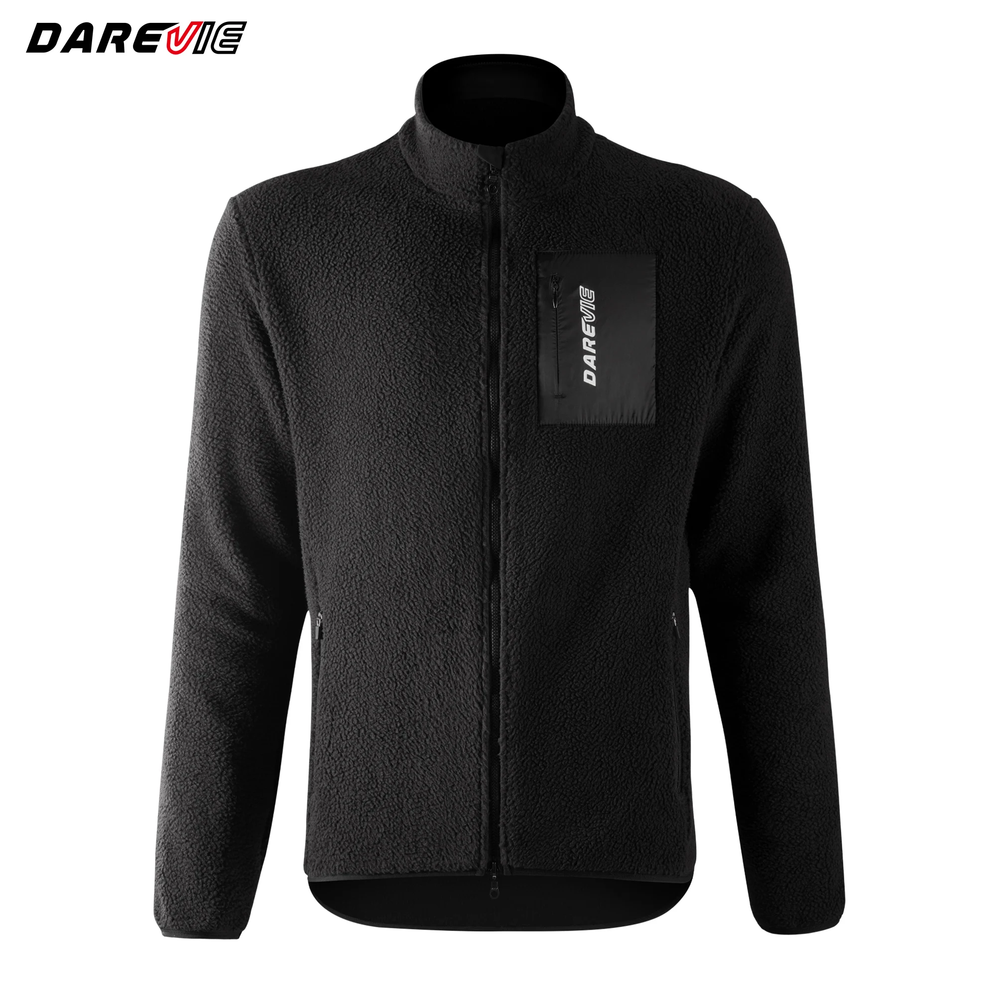 DAREVIE Jaquetas de ciclismo para o homem inverno manter quente à prova de vento casual jaqueta de lã 3 bolsos com zíper ao ar livre esportes jaquetas masculinas