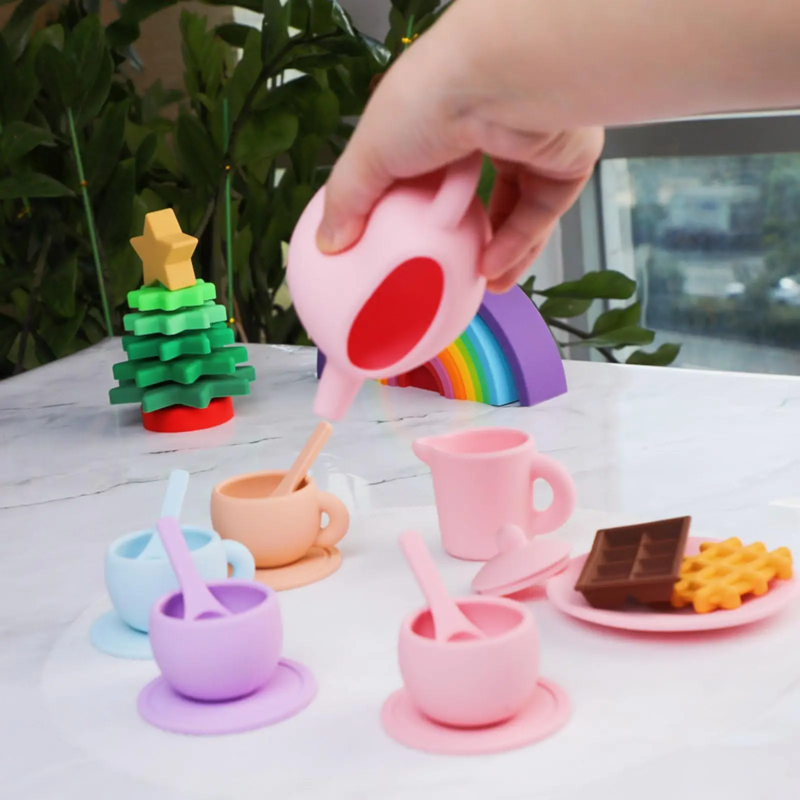 Afternoon Tea Party Keuken Speelset Fantasiespel Montessori Voedselaccessoires Rollenspel Keukenspeelgoed voor jongensmeisjes Kinderen