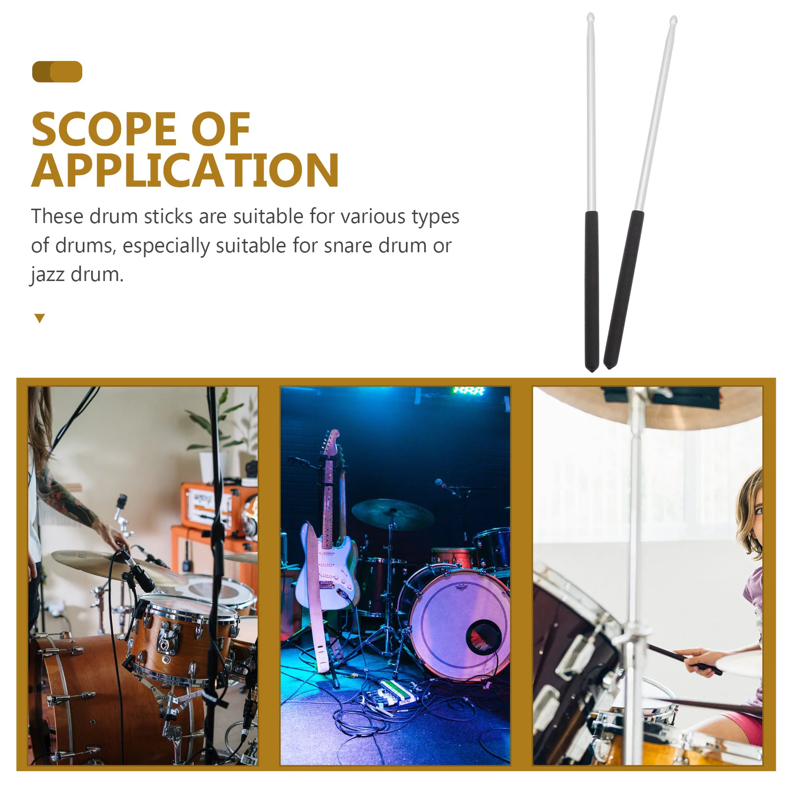 

1Pair 5a Metal Drum Stick Professional Design Comfort Grip Universal Durable Stage Performance Percussion Tool