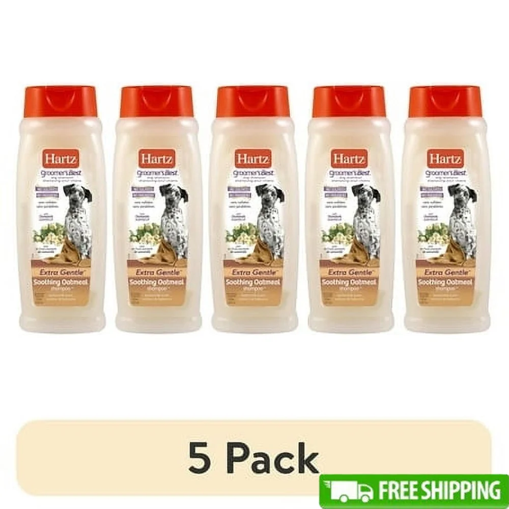 Paquete de 5 champú de avena para perros, acondicionador de limpieza suave, desenredante, aroma de manzanilla y menta, fórmula calmante para la piel, 18oz