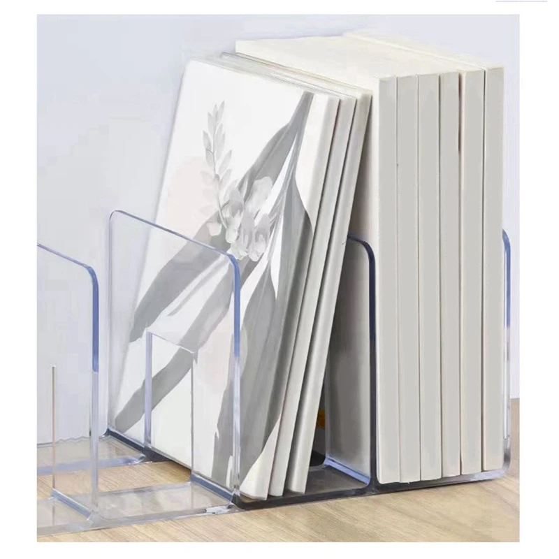 Bookends Folder Holder Transparent Bookend Folder For Desk Accessories Office Folders File Sorting Plastic Bookshelf File Holder
