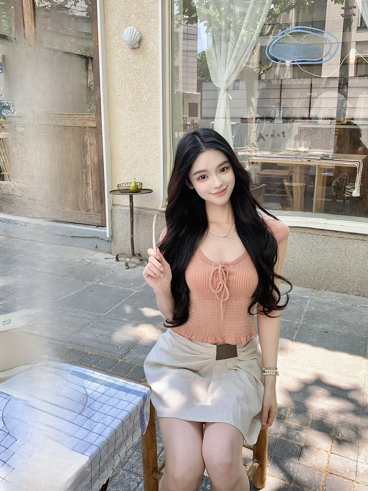 

Hotdog Spicy Wide oulder Strap Vest Belted ort Sve Linen orts Set Women's Summer Faion Two-Piece Suit for Adults