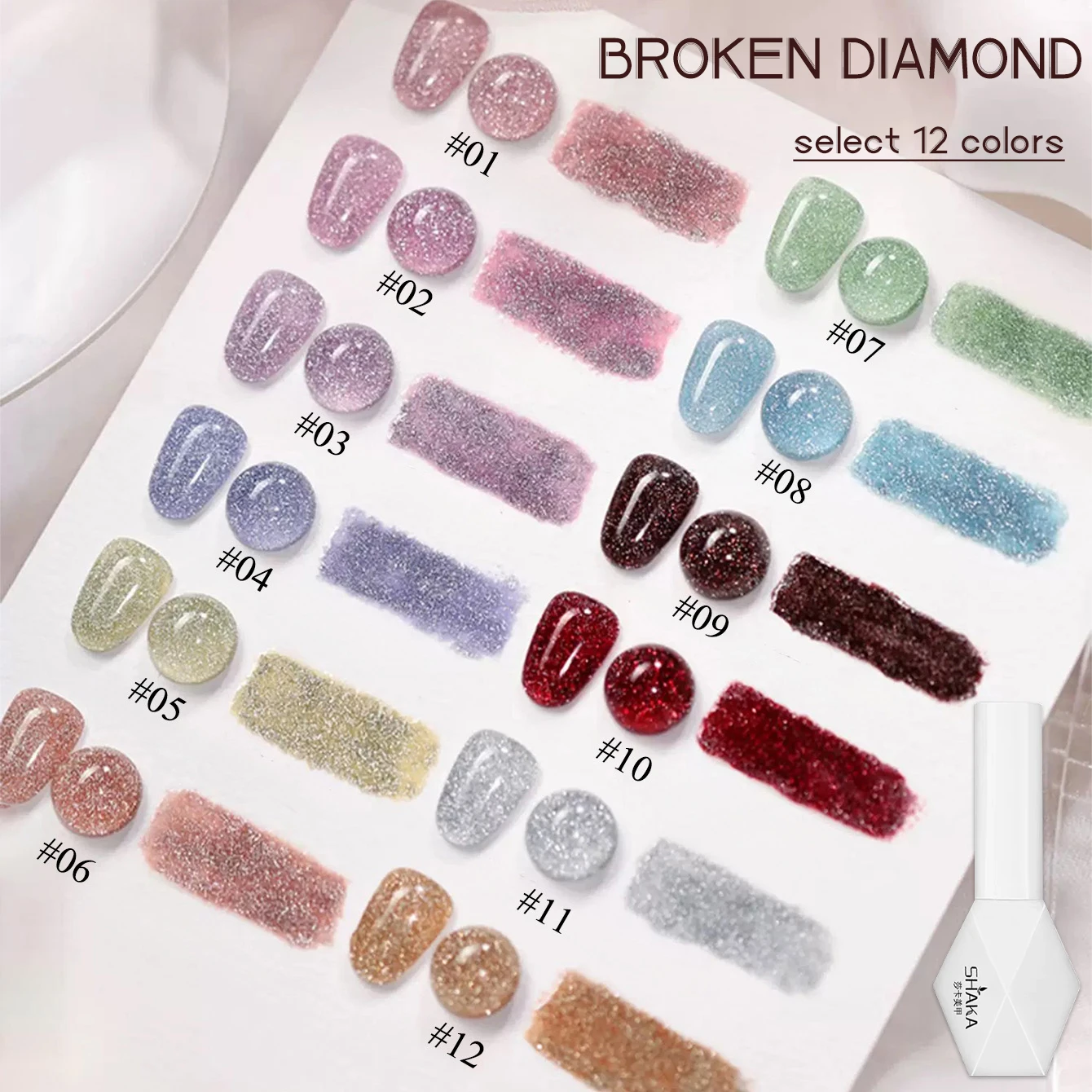 1-12 Stück WS Autumn Nail Reflektierender Glitzer-Gel-Nagellack Carat Mirage Funkelnde Farbe Glanz UV LED Soak Off Semi-Permanent