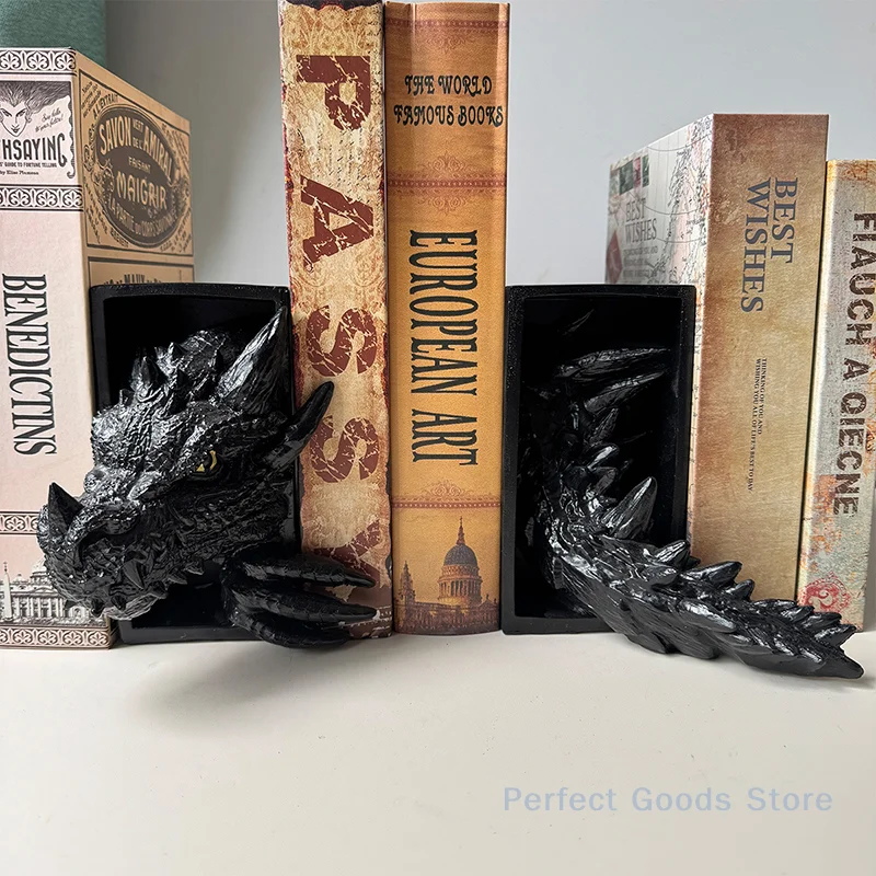 Gothic Dragon Bookends Ornaments 3D Horror Dragon Decorative Bookends Resin Dragon Bookends Creative Sculpture Bookends