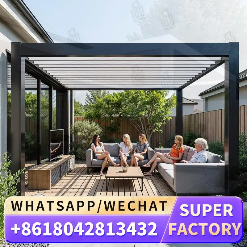 

Outdoor Waterproof Motorized Louver Aluminum Pergola 3X3m 3x4m Patio Bioclimatic Modern Metal Pavilion pergola