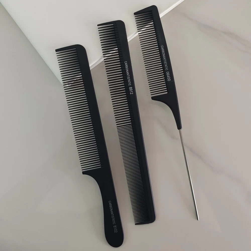 Carbon Steel Barber Comb Kit Double Sided Anti-static Salon Hair Styling Comb Heat Resistant Home Grooming Comb