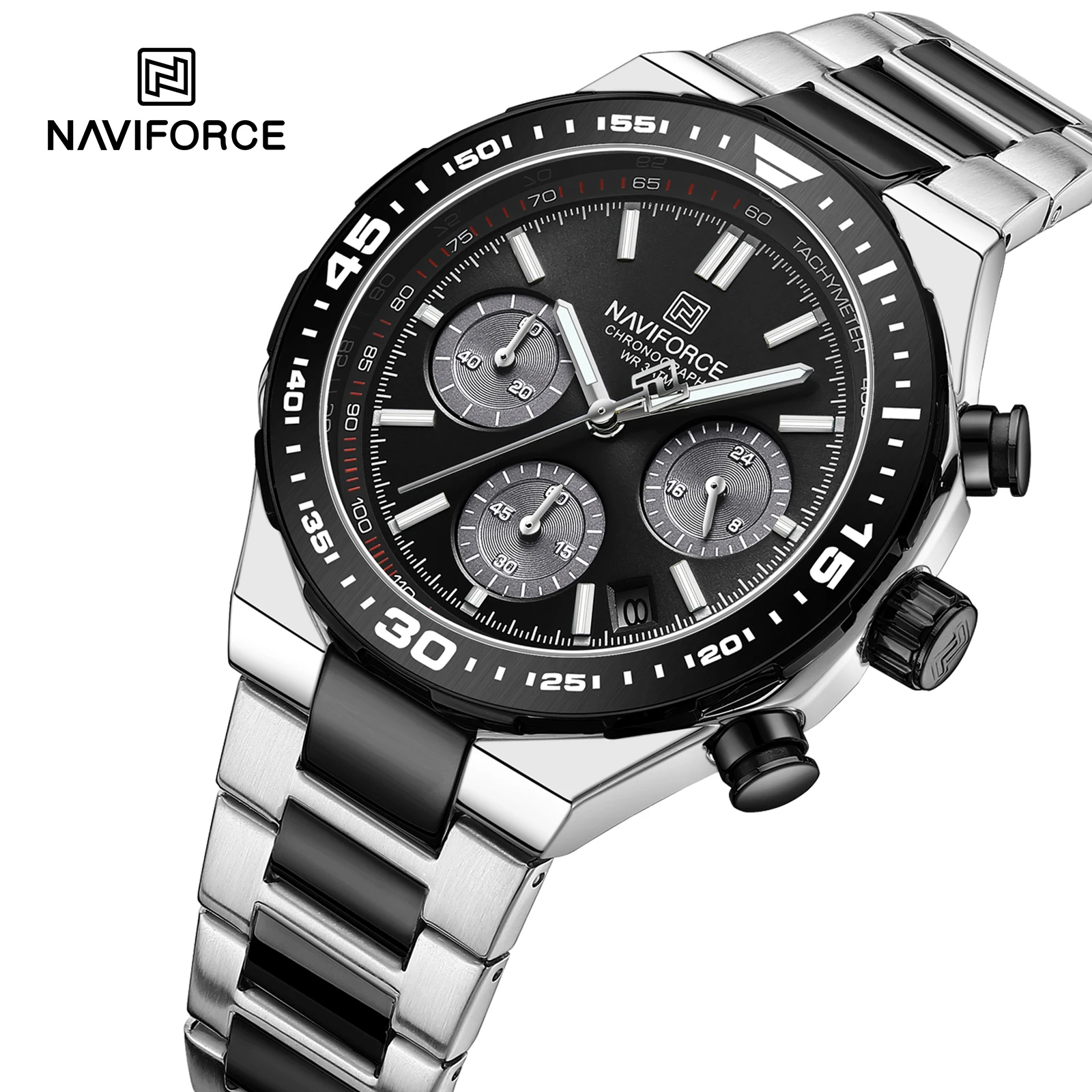 

NAVIFORCE Classic Men's Watches Elite Elegant Quartz Calendar Fashion Business Silver Black Male Wristwatch Water Rsistant Clock