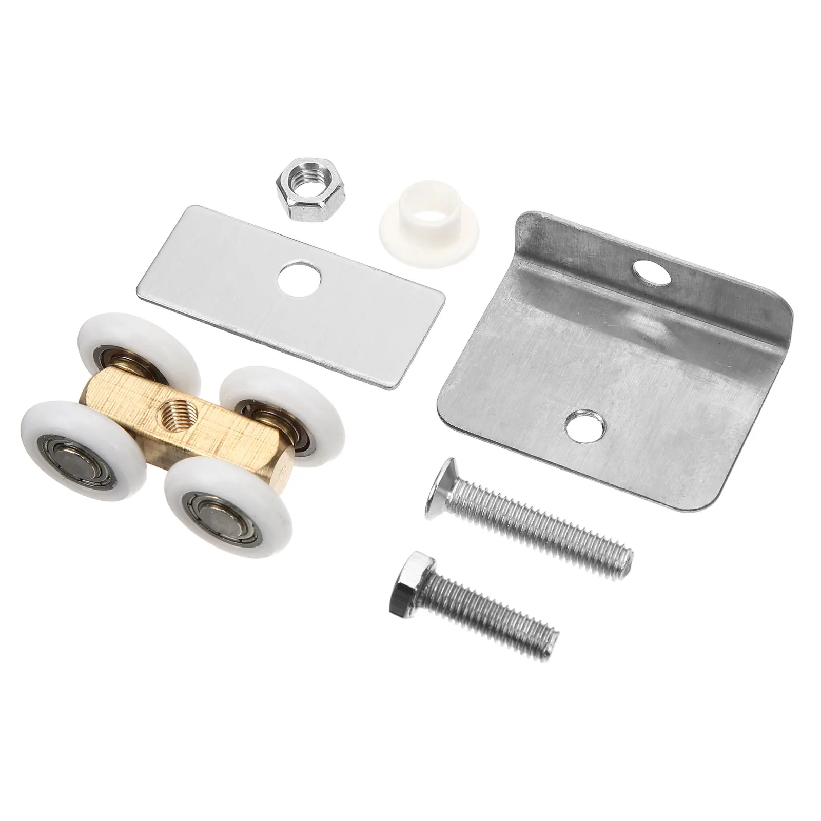 

Sliding Door Track Pulley Copper 2 Sets Smooth Roller Trolley Wheel Pillar Heavy Duty Assembly Strut Channel Hardware