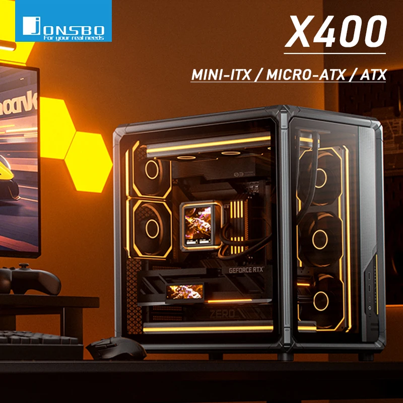 

Корпус для ПК Jonsbo X400 Seaview Room MINI-ITX M-ATX Игровой корпус Задняя вилка ATX Поддержка материнской платы с водяным охлаждением на 360 градусов 13 позиций вентилятора