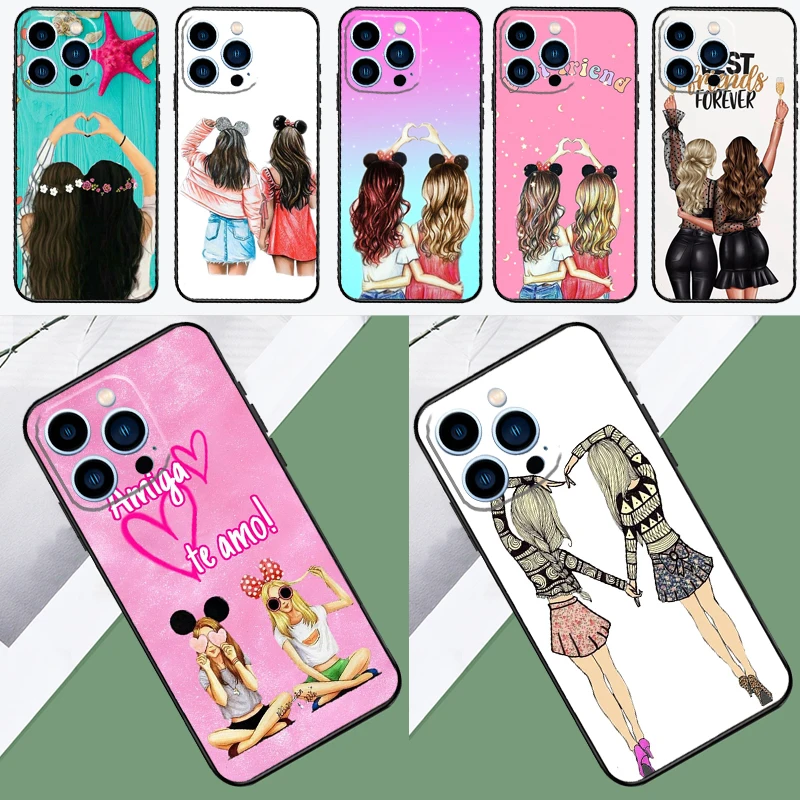 Girls Bff Best Friends Forever Always Case For iPhone 16 15 14 13 12 11 Pro Max XR X XS Max Plus 12 13 Mini Back Cover