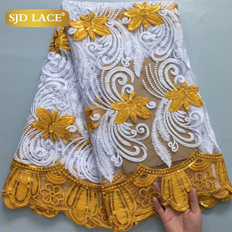 

SJD LACE African Mesh Lace Fabric 2024 High Quality French Sequins Nigerian Milk Silk Net Lace for Sewing Woman Party Dress 4114