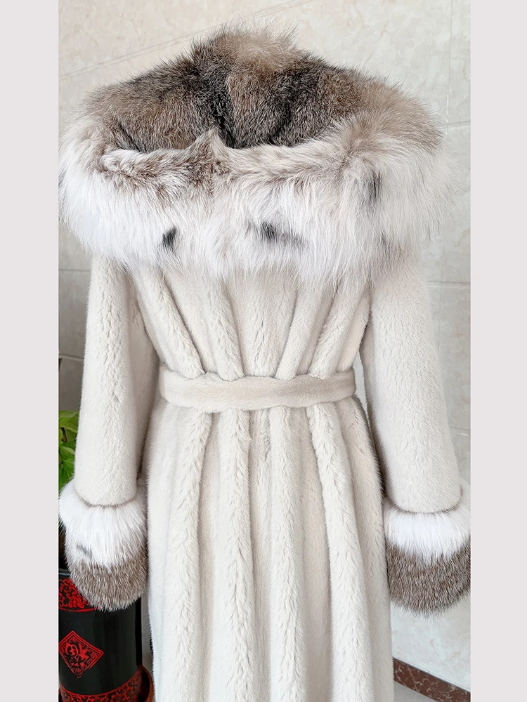 Fangtai 2024 Winter Warm Luxury Lynx Real Fur Coat Women Natural Real Mink Fur Jacket Outwear FemaleVest Coats Fashion X-Long