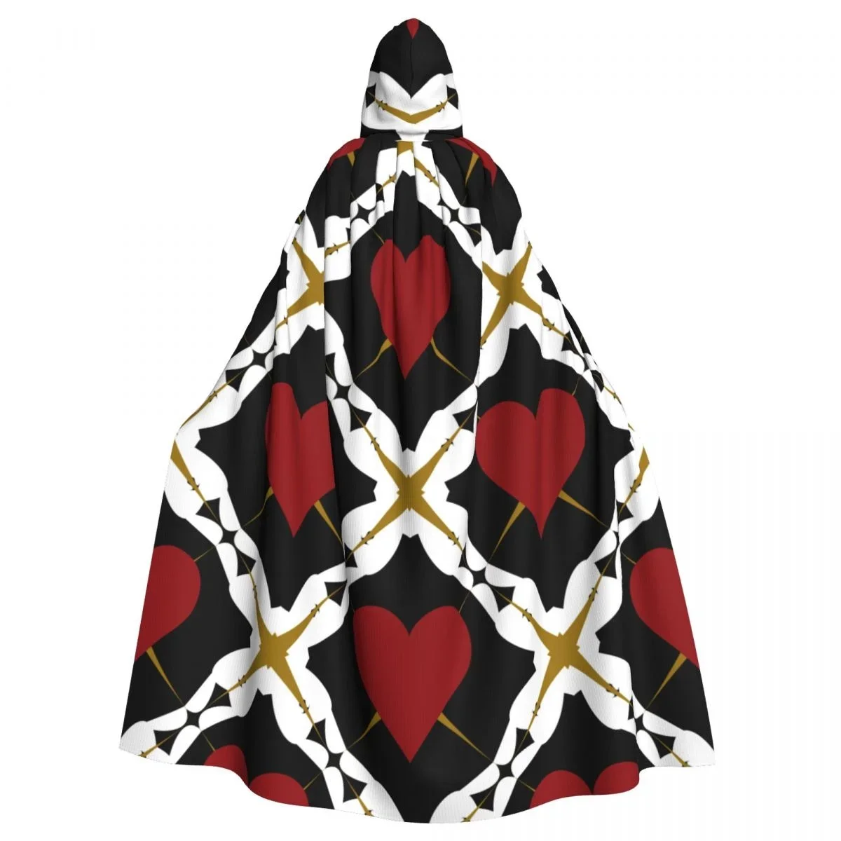 

Fashion Night Wear Suitable For Both Men And Women Red White And Gold Background Hooded Cloak Polyester Unisex Witch Cape Costum