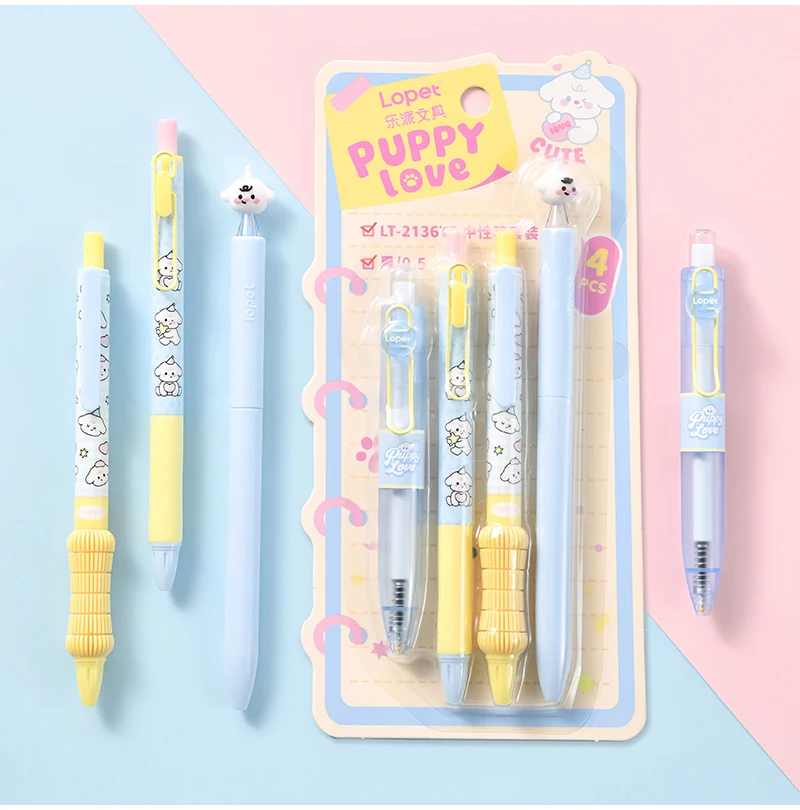 4-teiliges Set mit niedlichen einziehbaren Gelstiften, 0,5 mm, feine Spitze, schwarze, schnell trocknende Tinte, glatte Schreibstifte für Schule, Studium und Büro – Detail 5