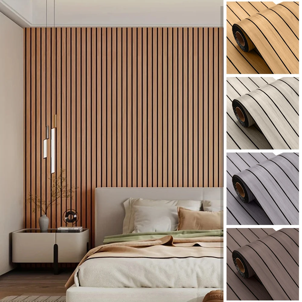 3D Wooden Grid Wall Sticker Self Adhesive Background Decor for Bedroom Living Room Kitchen PVC Waterproof Wallpaper for Wall