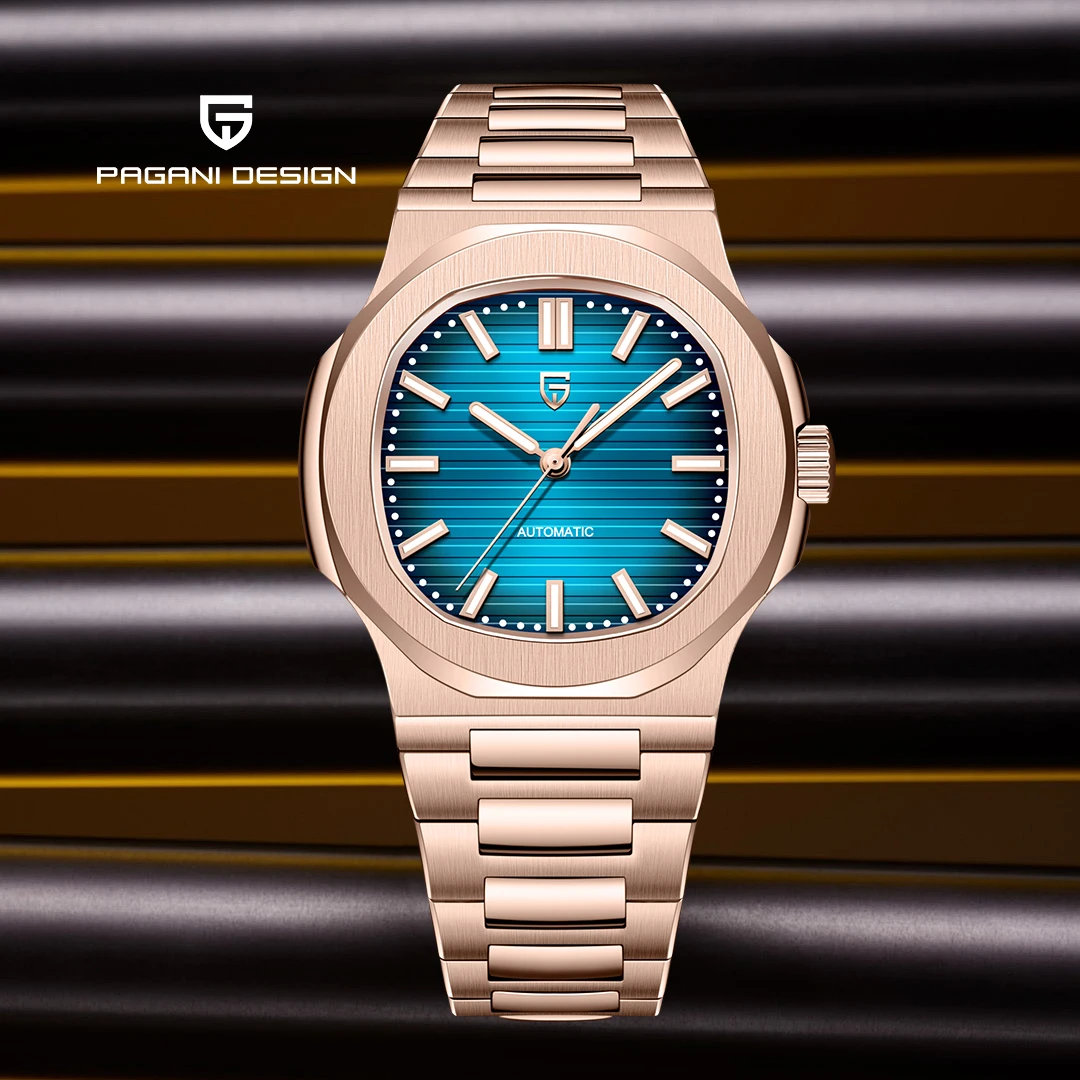 PAGANI DESIGN Men's Watches 2026 New Rose gold Luxury Automatic Watch Men Stainless steel Mechanical Wrist watch For Men Gift