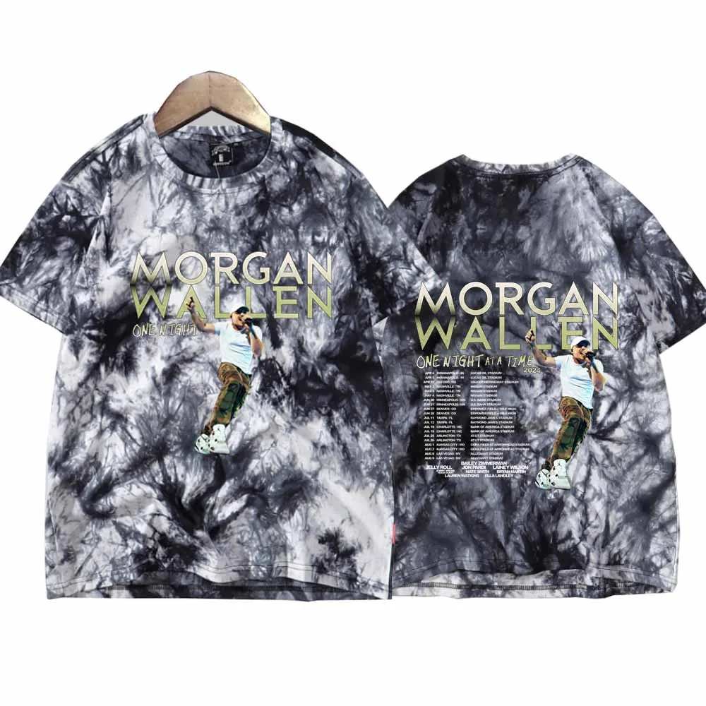 Morgan Wallen 2024 Tour Tie Dye Shirts Unisex Round Neck Short Sleeve Tee  Fans Gift