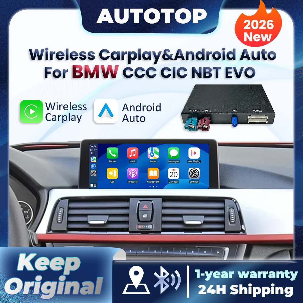 Module CarPlay Android Auto sans fil pour système BMW NBT CIC CCC EVO Série 1 2 3 4 5 6 7 X1 X3 X4 X5 F20 F21 F30 F31 F34 F10 F48 F25 F26 F15 F10 E84 E60 E90 Mini BT GPS Mirror Link Intégration OEM