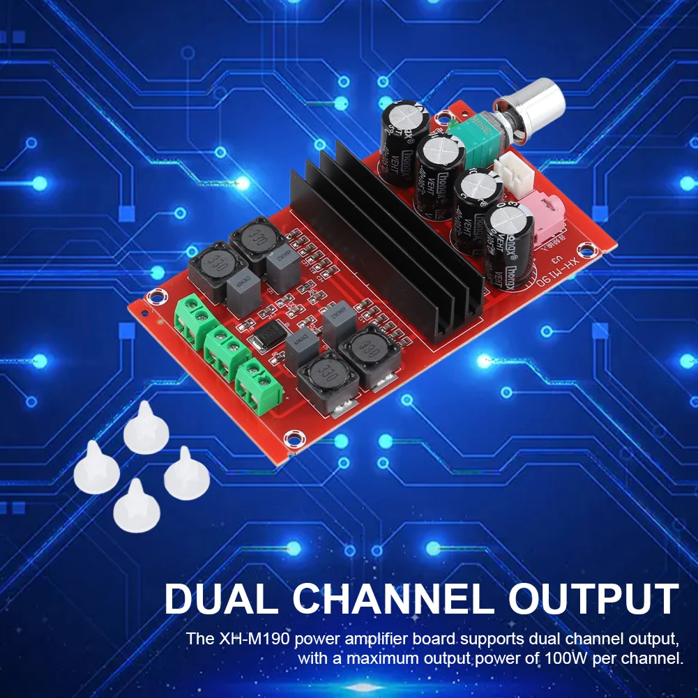 Carte d'amplificateur audio numérique de canal de touristes XH-M190 2x100W TPA3116 carte d'amplificateur de puissance de bain à 2 voies DC 12V-24V pour Ardu37