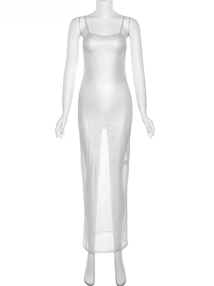 Y2K ดูผ่านผู้หญิง Camisole เซ็กซี่ Skinny Coquette วันหยุด Beach Party Midnight Clubwear Bodycon Vestidos