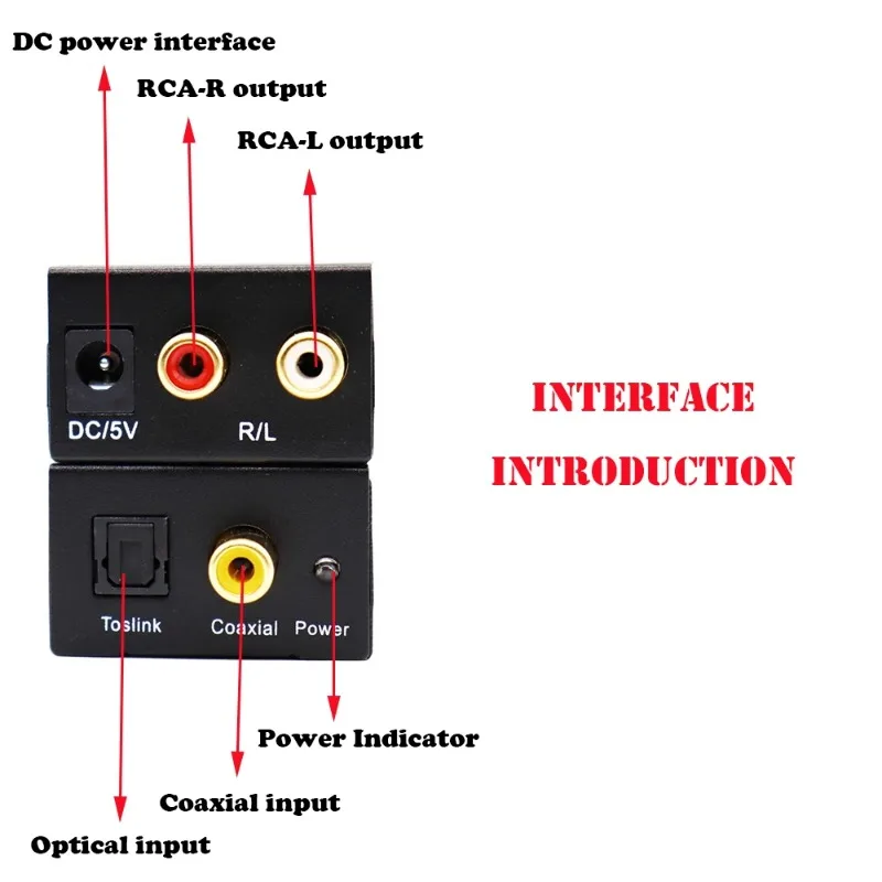 Digital to Analog Audio Converter Optical Fiber Coaxial สัญญาณ Analog DAC Spdif สเตอริโอ 3.5 มม.แจ็ค 2 * RCA เครื่องขยายเสียงถอดรหัส