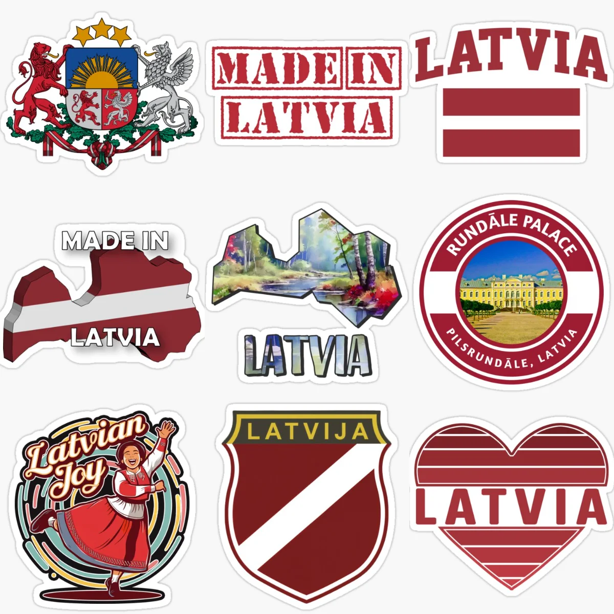 

Latvia Flag Map National Emblem Creative PVC Sticker for Decorate Car Van Helmet Bumper Window Fridge Wall Decal Accessorie