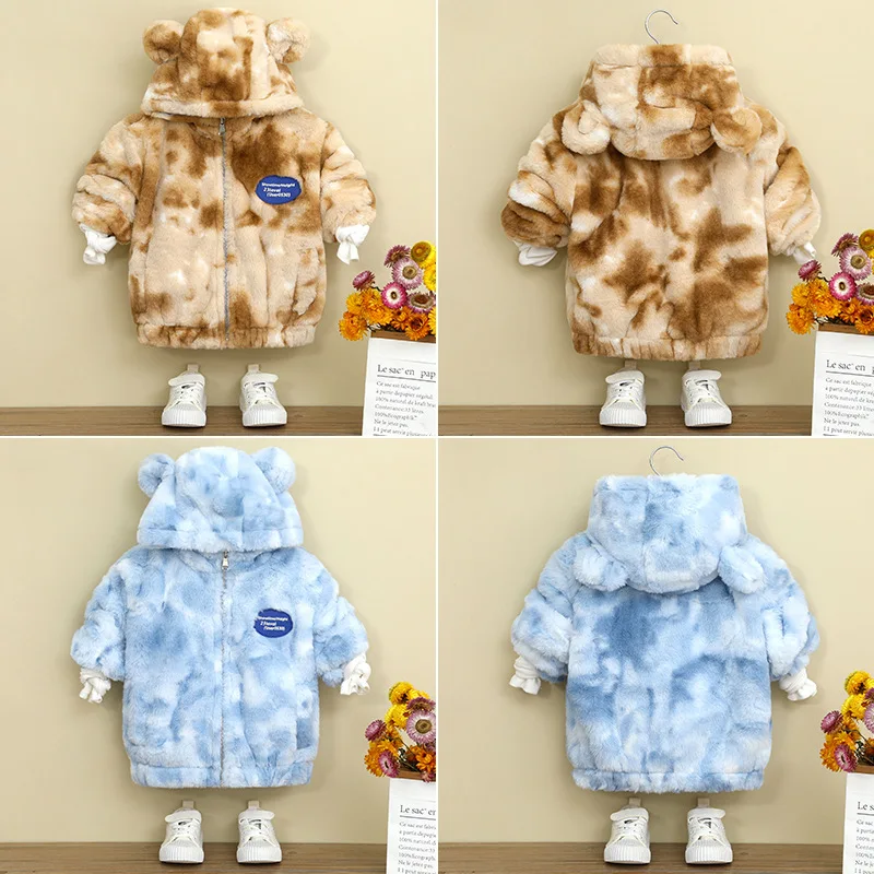 

Детское меховое пальто, зимние шерстяные парки с капюшоном для маленьких мальчиков, флисовая толстая молния, зимняя одежда для маленьких девочек, пальто, детские куртки