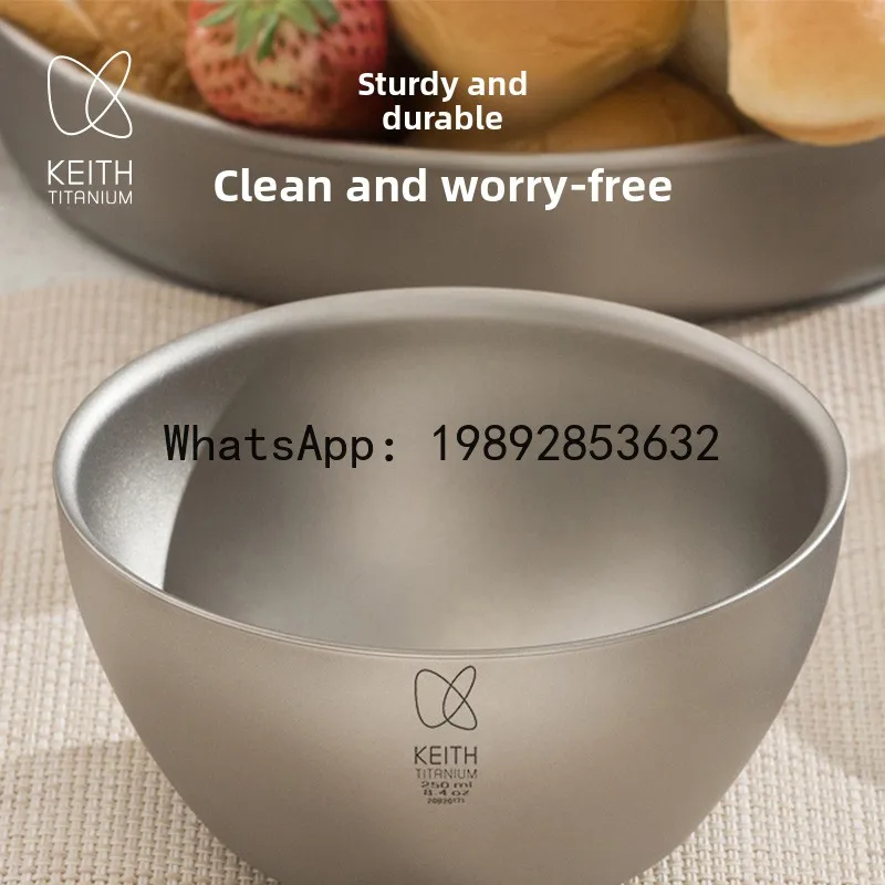 

DSA pure titanium double-layer rice bowl anti-scalding and heat-insulating titanium bowl home outdoor titanium tableware