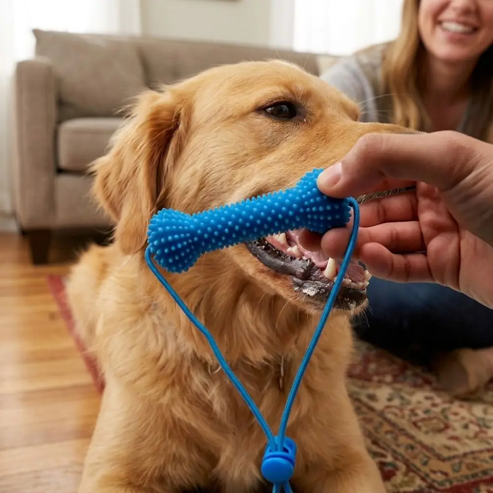 Bite-Resistant Dog Teething Stick Anti-choking Chew-resistant Pet Teeth Cleaning with Rope Dog Chew Stick Interactive Tug