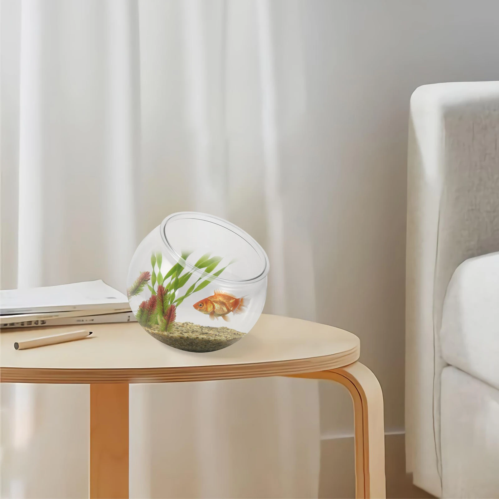 

Bubble Bowl Aquarium for Betta Fish Clear Plastic Round Fish Tank Small Desktop Bowl Aquarium Home Office Decor Goldfish Habitat