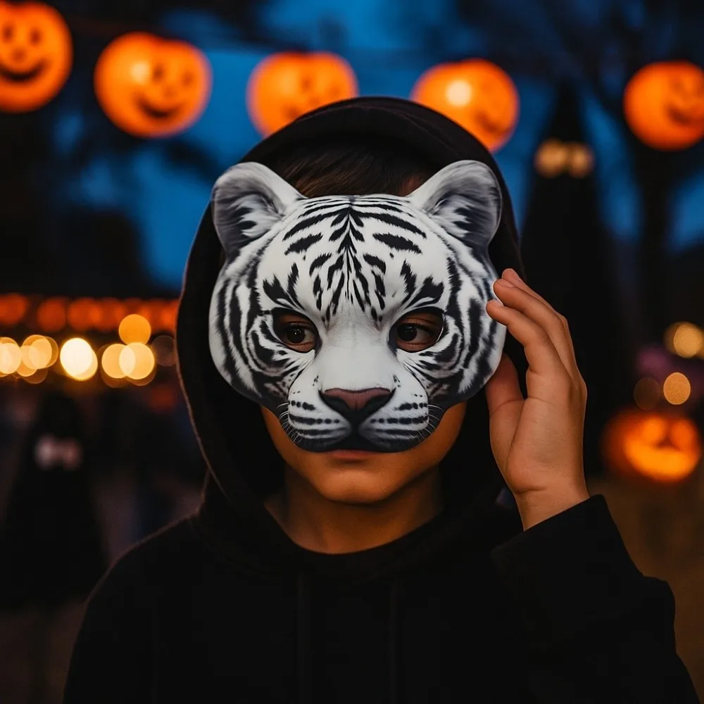 

Funny Wolf Halloween Werewolf Mask Husky Party Props Tiger EVA Mask Elastic Strapy Cosplay Animal Half Face Mask Masquerade