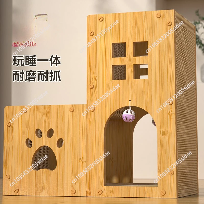 Indoor Cat Scratcher Houses Scratch Pad Cardboard Pet Lounger Box Spacious Scratching Lounge Bed Kitten Cat Pet Sleeping House