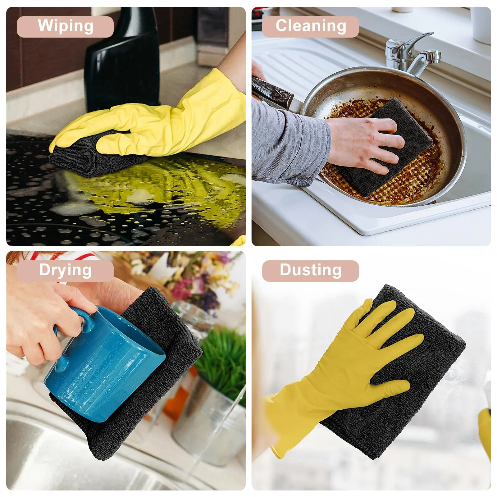 1/6/12Pcs Microfiber Cleaning Cloth Highly Soft and Absorbent Dishcloth Fast Drying Cleaning Rags for Kitchen Window Cars
