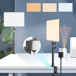 LED Photo Studio Light Video Recording Lighting Photography Panel Lamp With Desk Mount Stand for Youbute Live Streaming  Meeting