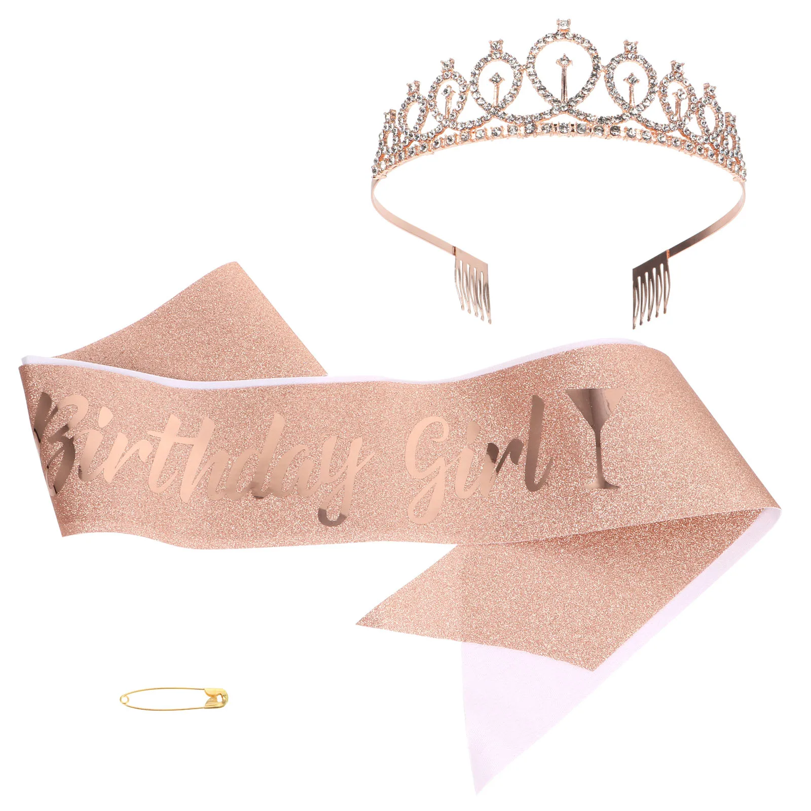 

1 комплект, плечевой ремень с короной, пояс для дня рождения, удобная повязка на голову, креативные аксессуары для одежды, реквизит для вечеринки для девочек, день рождения