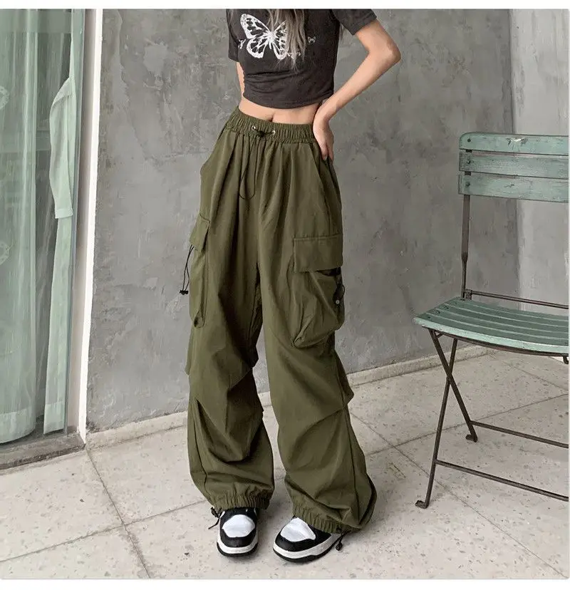 Retro-Arbeitskleidung für Damen, Sommer, gerade Passform, fließend, knöchelgebunden, lockere und lässige lange Hose mit weitem Bein – Detail 5