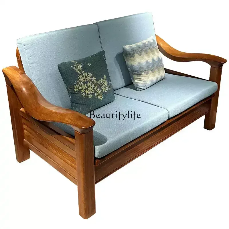 

Modern Chinese-style all-solid wood sofa winter and summer walnut double triple quadruple