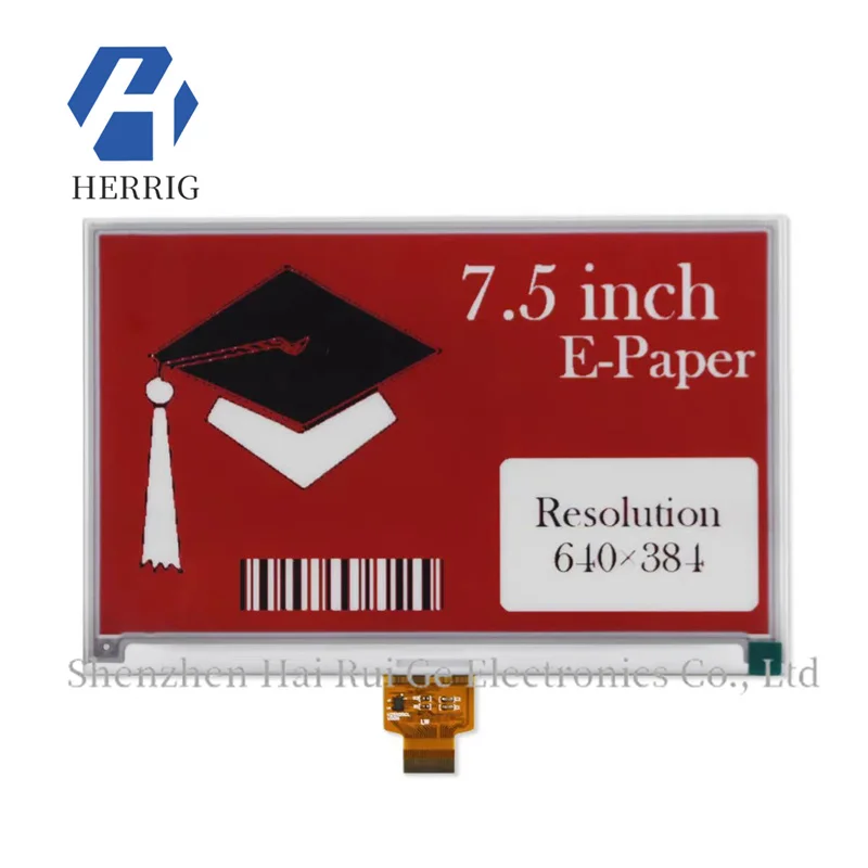 7.5-inch E Ink Screen WF0583CZ09 Black, White, Red 640×384 Resolution E-paper Display