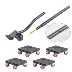 Portable Furniture Mover Set Furniture Mover Tool Transport Lifter Heavy Stuffs Moving Wheel Roller Bar Hand Tools 6 Pcs Set