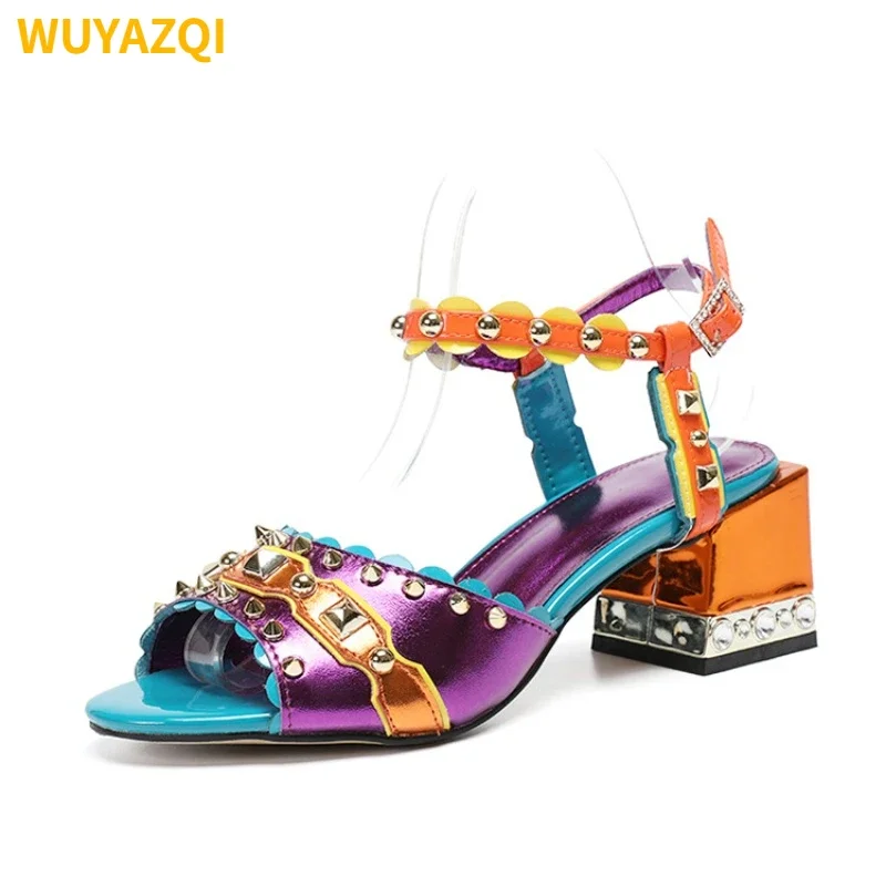 

WUYAZQI Large size women's sandals new fashionable women's high heels noble and elegant women's shoes