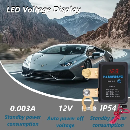 Imagen 2 del producto Interruptor de desconexión remota de batería 260A, interruptor de apagado de batería de 12V CC, interruptor de apagado automático, interruptor de Control remoto para coche y camión