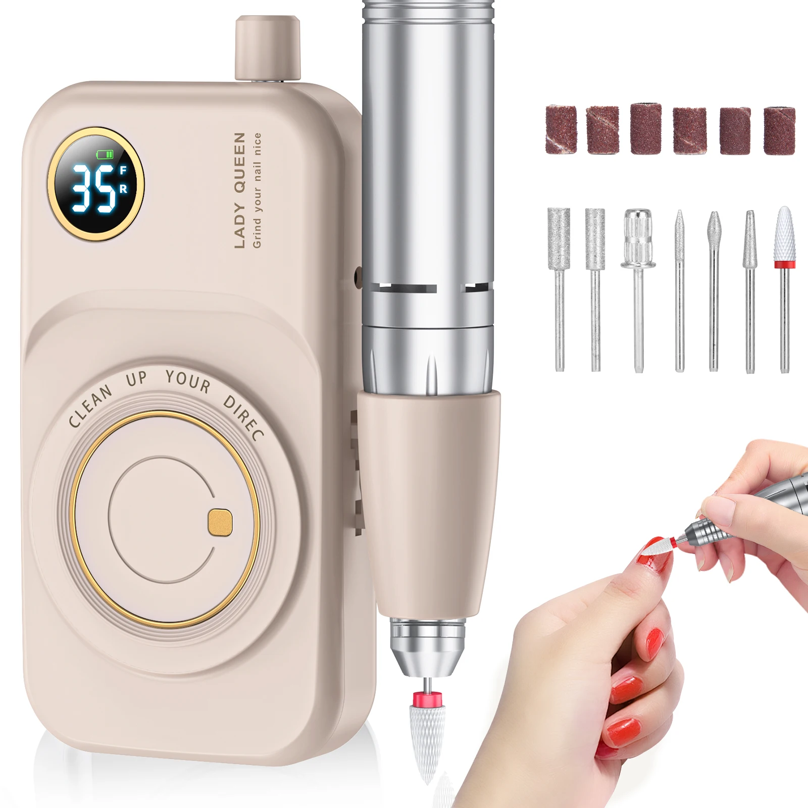 35000RPM Electric Nail Drill Machine Professional Nail Drills for Gel Nails Polish Rechargeable Portable Nail File Manicure Tool