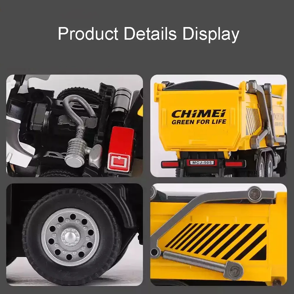 1:32 لعبة نموذج نفايات التربة الحاويات النقل سيارات معدنية دييكاست لودر أطفال بالريموت كنترول الأبواب فتح ضوء الصوت التراجع الهدايا